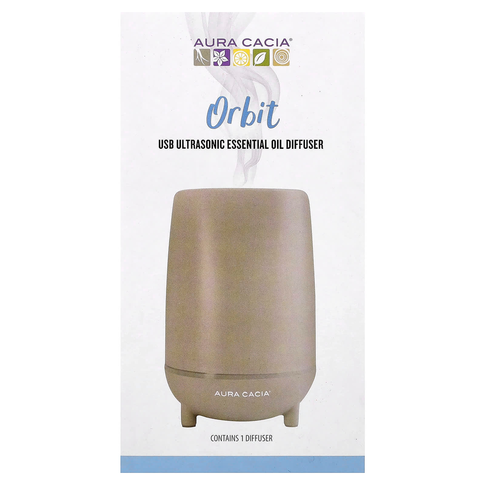Aura Cacia, Orbit, ультразвуковой диффузор эфирного масла с USB-портом, 1 шт.