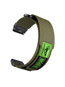 Нейлоновый ремешок 26 мм для Garmin (циферблат 51мм) QuickFit на липучке (Хаки)