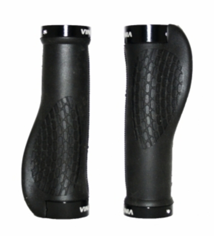 Грипсы эргономичные, чёрные, длина 129мм, зажим черный,инд.уп. Vinca sport H-G 127 black