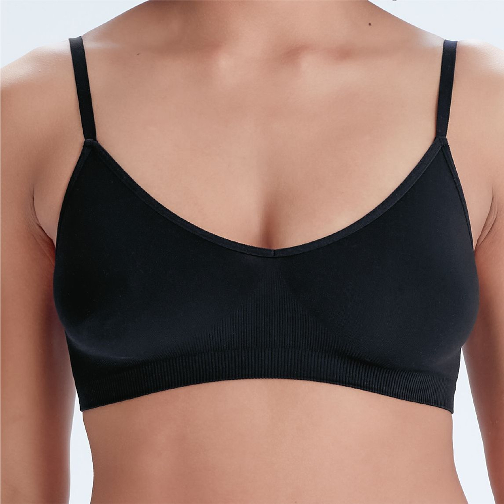 Бюстгальтер-топ в мелкий рубчик Eco-wear (Размер: M-L) (Цвет: черный)