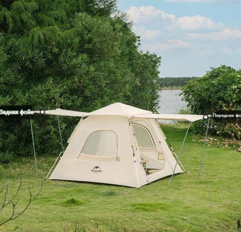 Палатка Naturehike Ango 3-местная, быстросборная, снежная юбка, зеленая, артикул NH21ZP010-AGRSKR