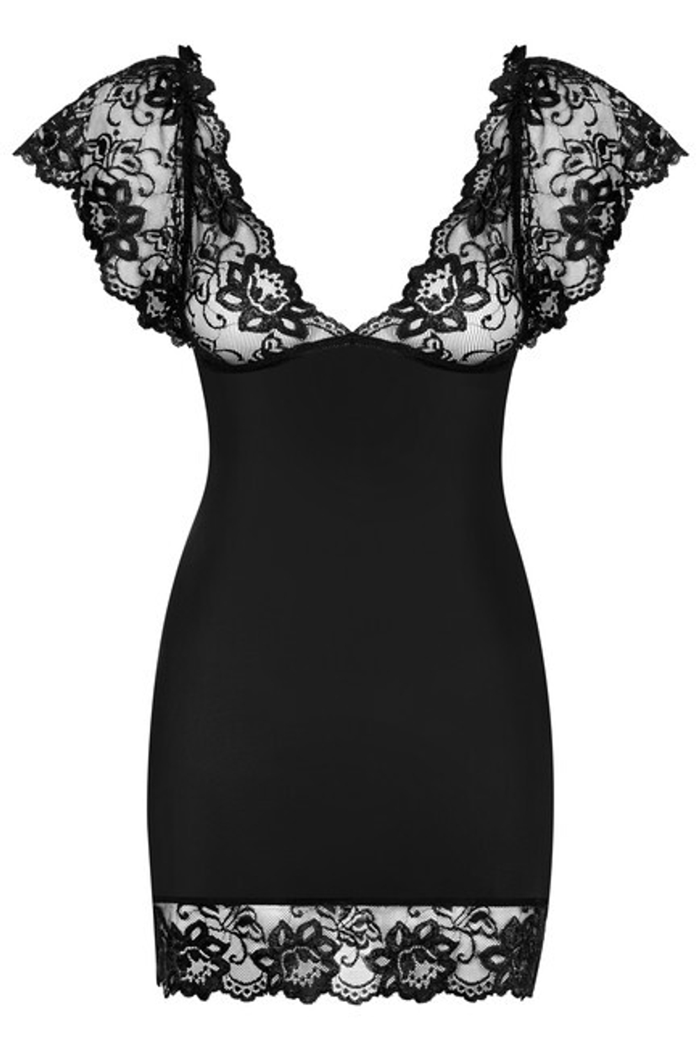 Черная сорочка с кружевом Imperia Chemise LXL (46-48) (Цвет: черный)