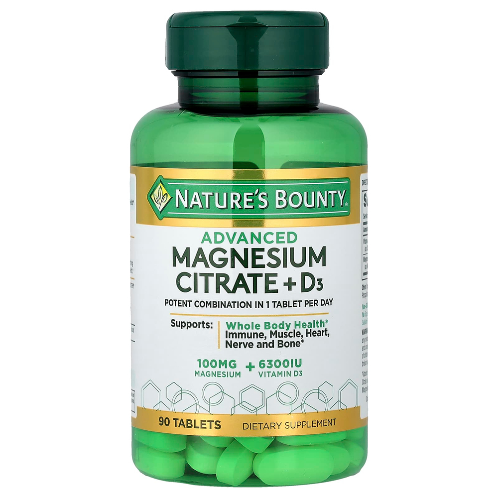 Nature's Bounty, улучшенный цитрат магния и D3, 90 таблеток