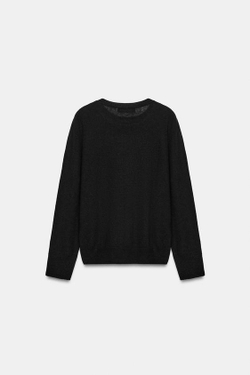ZARA СВИТЕР ИЗ 100% ШЕРСТИ EXTRASOFT, ЧЕРНЫЙ