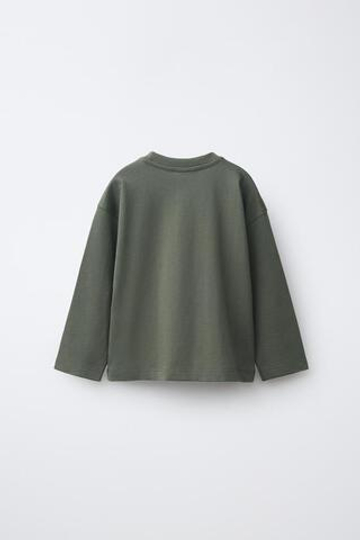 ZARA ОДНОТОННЫЙ ЛОНГСЛИВ, ЗЕЛЕНЫЙ