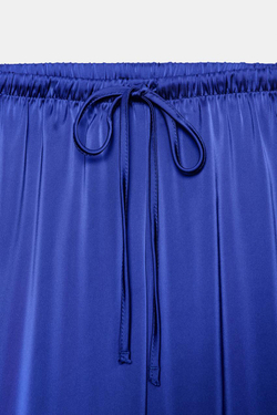 ZARA АТЛАСНЫЕ БРЮКИ НА ШНУРКЕ, СИНИЙ ЭЛЕКТРИК