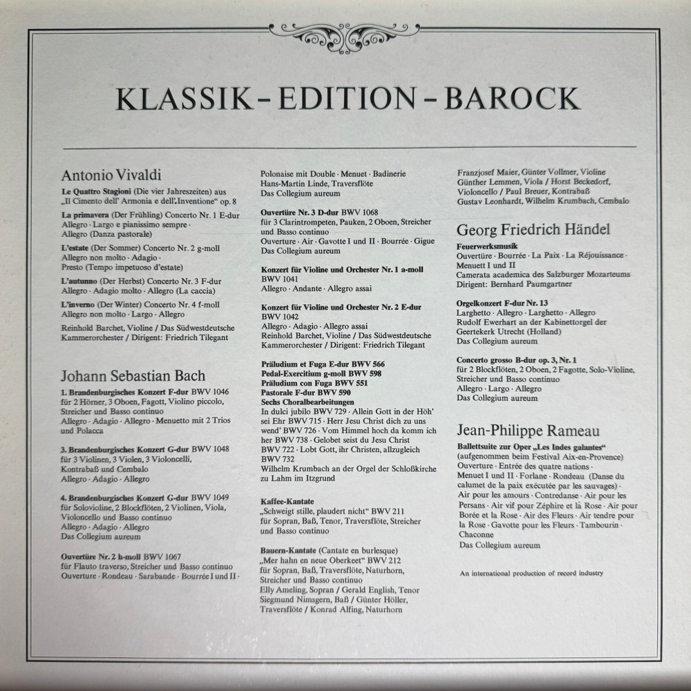 Сборник Klassik Edition - Barock 8LP (Германия 1972г.)