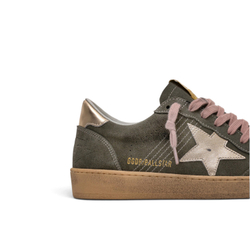 Women’s Golden Goose Ball Star in Khaki Suede with Gold Star