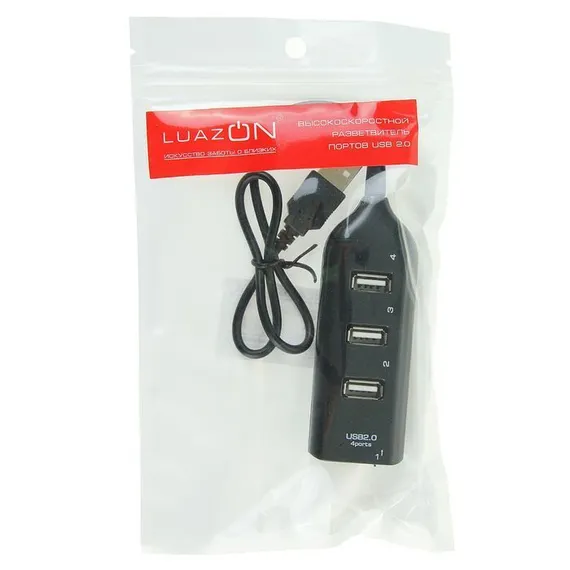 USB-разветвитель (HUB) LuazON HGH-63009, на 4 порта, МИКС