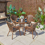 Уличная обеденная мебель из литого алюминия/иск.ротанг: Стол D80 БАМБУК + 4 кресла БАМБУК-1