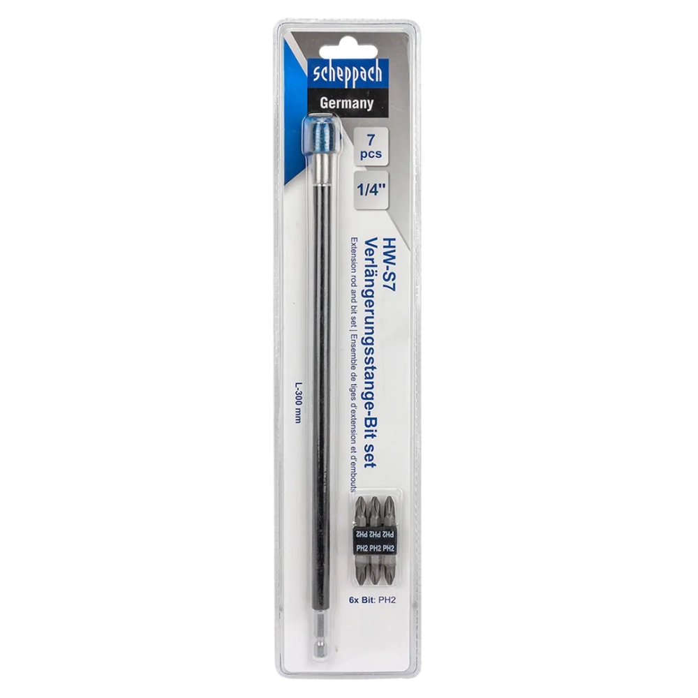 Биты PH2 1/4''х25мм с битодержателем, набор 7пр. Scheppach Sch-HW-S7