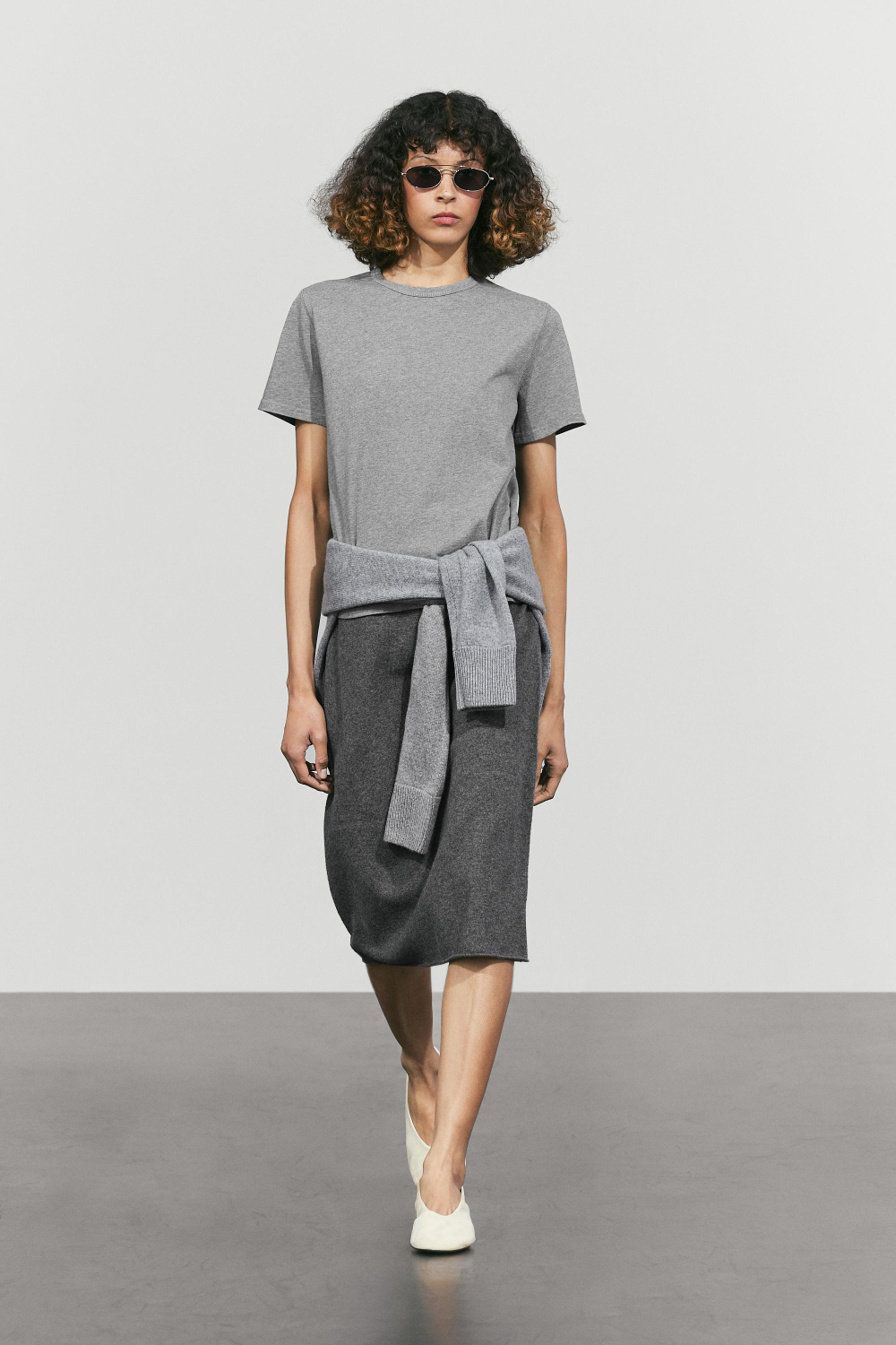 Massimo Dutti Футболка из 100% хлопка с короткими рукавами, серый