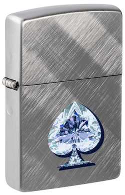 Зажигалка ZIPPO Сверкающая карта Пик с покрытием Диагональное плетение | Gleaming Spade Design Diago