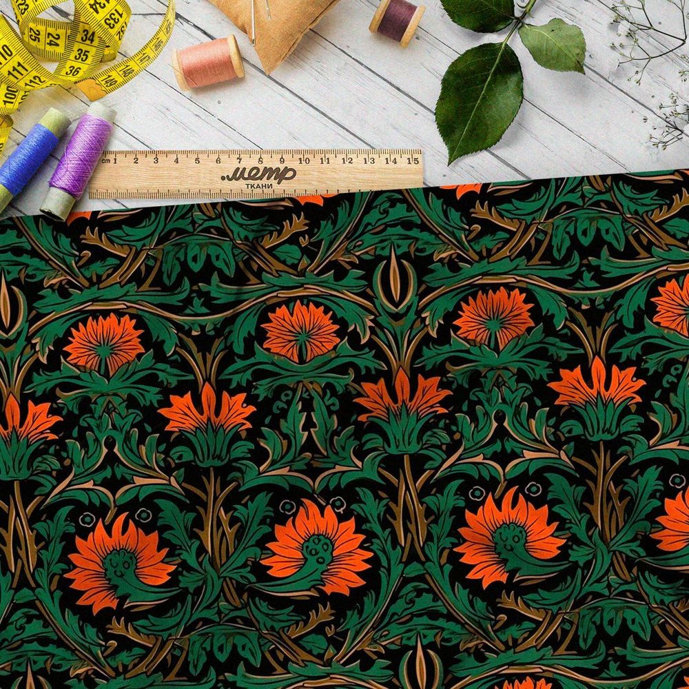 Ткань премиум шифон экзотические цветочные фантазии