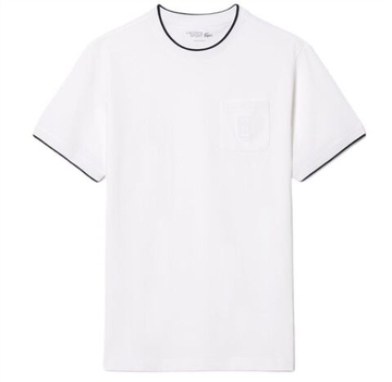 Мужская теннисная футболка Lacoste Ultra Dry Heritage Badge - navy blue