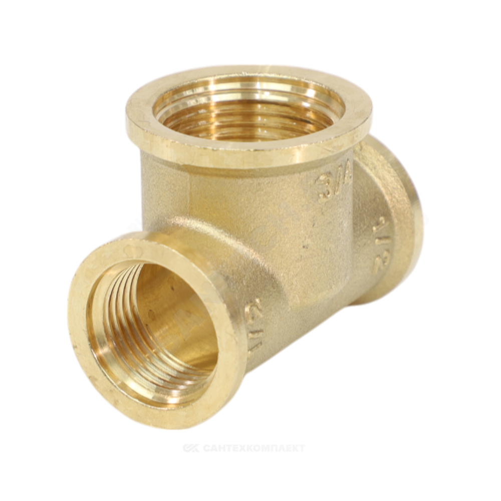 Тройник латунь переходной Ду 15х20х15 (1/2"х3/4"х1/2") ВР VALFEX VF.750.L.012.034.012