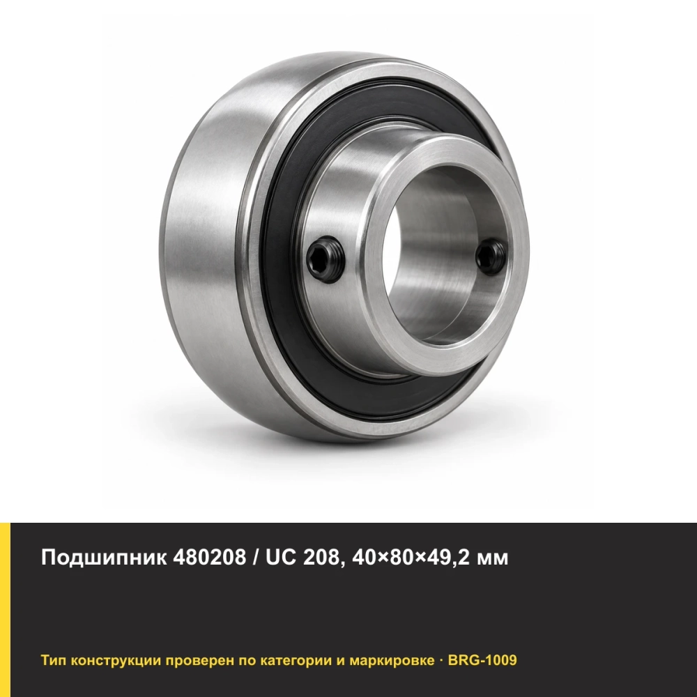 Подшипник 480208 / UC 208, 40×80×49,2 мм. Изображение проверено по типу подшипника