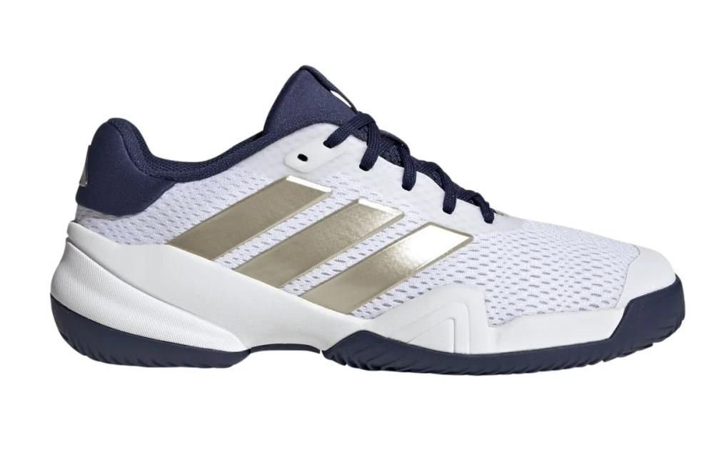Детские теннисные кроссовки Adidas Barricade K - cloud white/cyber metallic/dark blue