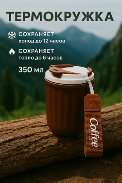 Термокружка 350мл «Coffee», цвет коричневый