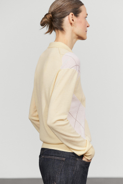 Massimo Dutti Свитер поло в ромб, ванильный