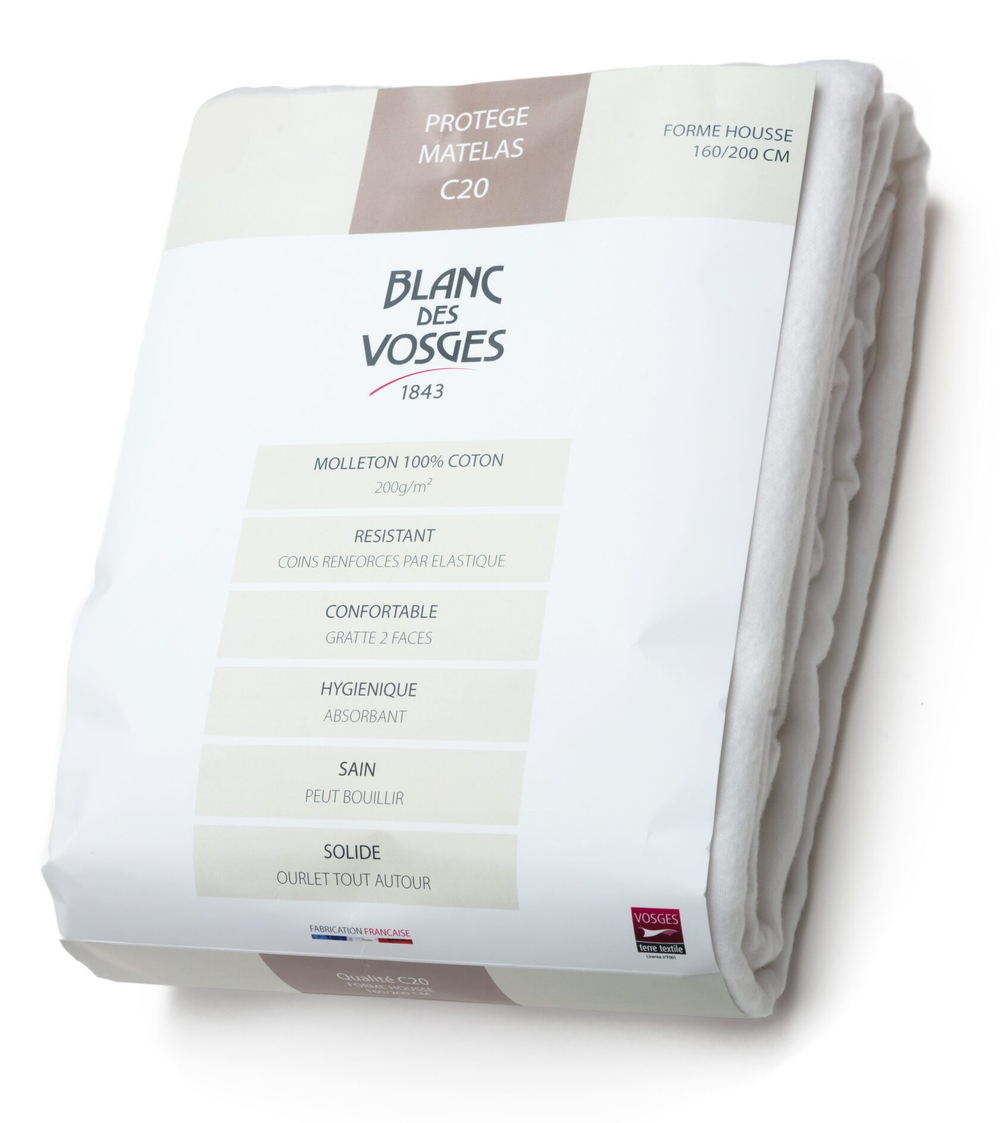 Чехол PROTECTIONчехол защитный для матраца выс Blanc des Vosges 90x190x30 Белый
