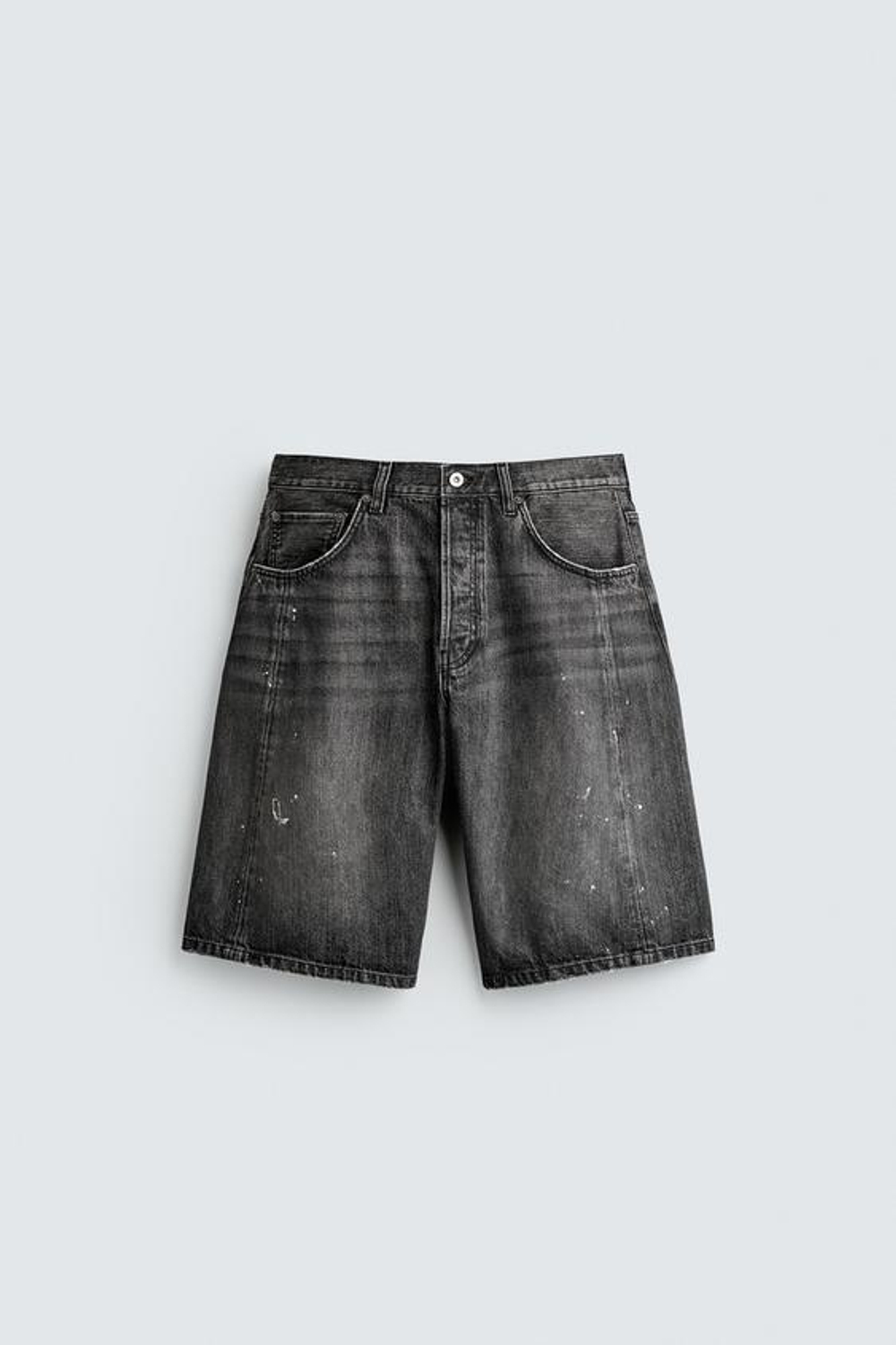 ZARA ДЖИНСОВЫЕ ШОРТЫ BAGGY FIT, УГОЛЬНЫЙ
