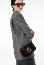 CLASSIC LOVE BAG CLICK IN VELVET WITH STUDS - black