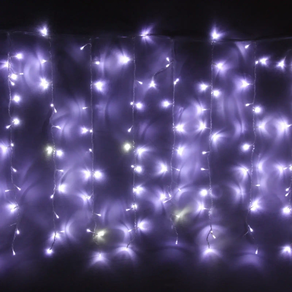 Гирлянда для дома ЗАНАВЕС «Мерцание» ш1,5* в2,5 м 360 ламп LED, прозрач.пров, авторежим, IP-20, Белый (возможность соединения)
