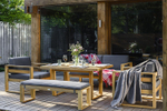 Диванный комплект из акации Joygarden БУКА с обеденным столом, Natural Teak, серый