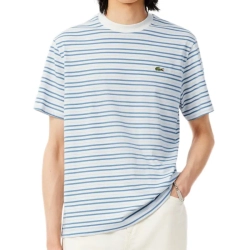 Мужская теннисная футболка Lacoste Thick Cotton Striped - blue/white