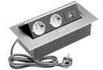 Встраиваемый настольный удлинитель, 2 гнезда, 2*USB, с кабелем, серый — купить в Якутске | Все для мебели