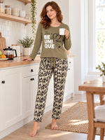 Женская пижама-комплект RUBINA Secret Homewear: верх и брюки, оливковая BE UNIQUE