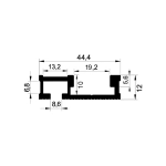 Профиль алюминиевый 44,4х12 длина 1 м Woodwork TR44.100