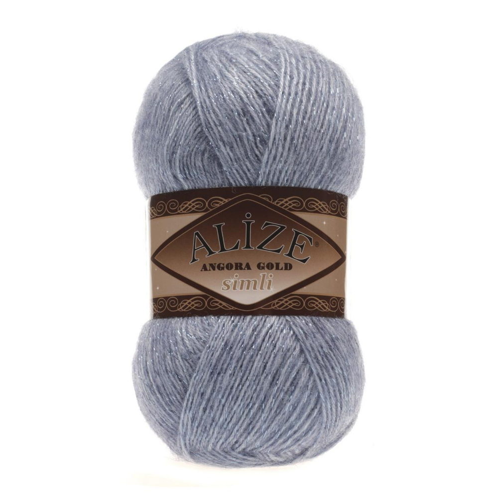 Пряжа Angora Gold Simli, 100 г, 500м, 20%шерcть,75%акрил,5% металлик (цена за 1 шт)