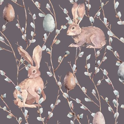 Rabbits and eggs violet