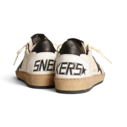 Women's Ball Star sneakers in white nappa leather with black leather star and heel tab