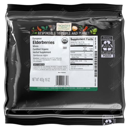 Frontier Co-op, органическая цельная европейская бузина, 453 г (16 унций)