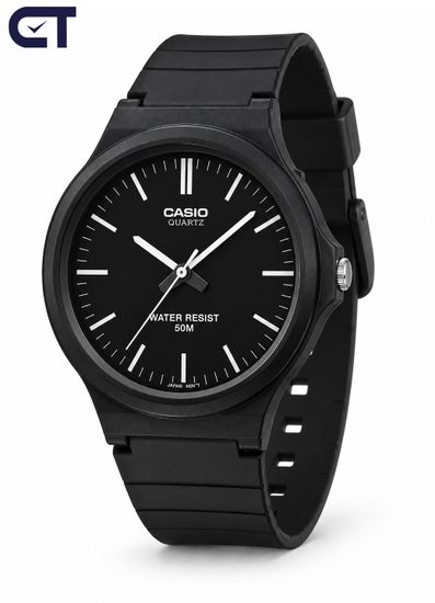 CASIO MW-240-1E CASIO Collection мужские наручные часы — крупный чёрный циферблат, лёгкий корпус и водостойкость 50 м