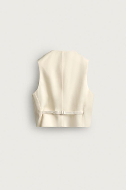 ZARA ЖИЛЕТ ИЗ ШЕРСТИ, ЖЕЛТОВАТО-БЕЛЫЙ