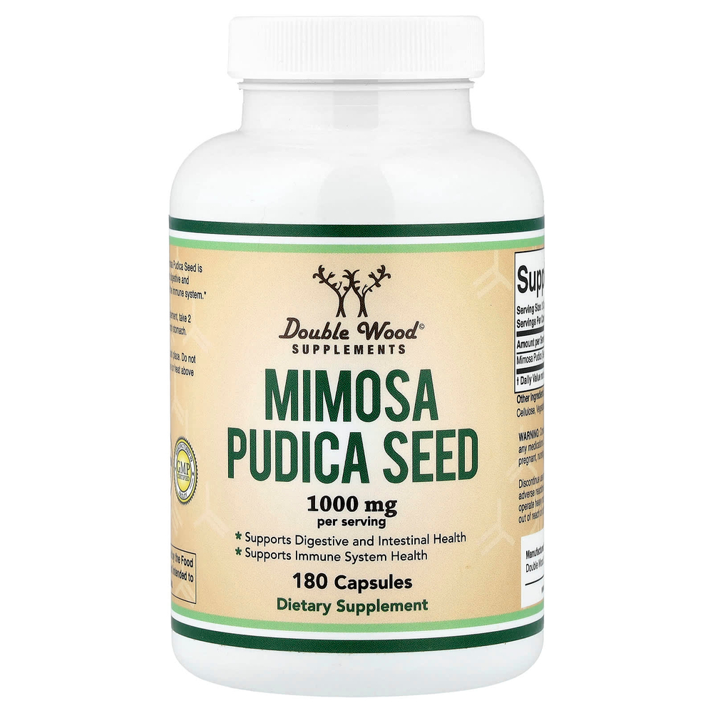 Double Wood Supplements, семена Mimosa pudica, 180 капсул (500 мг в 1 капсуле)