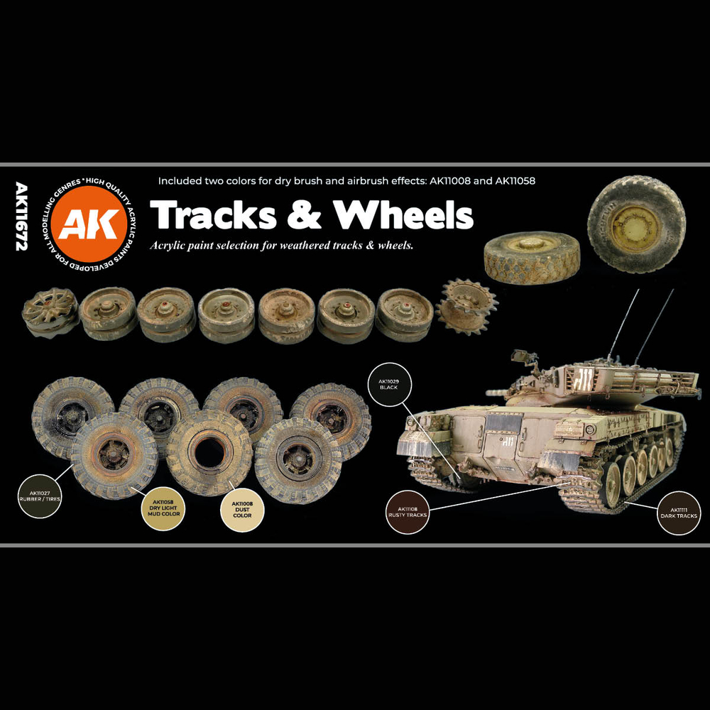Набор красок AK Interactive Tracks and Wheels Set 3G, 6 красок