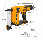 Аккумуляторный гвоздезабиватель нейлер INGCO CBNLI3505 INDUSTRIAL 20 В
