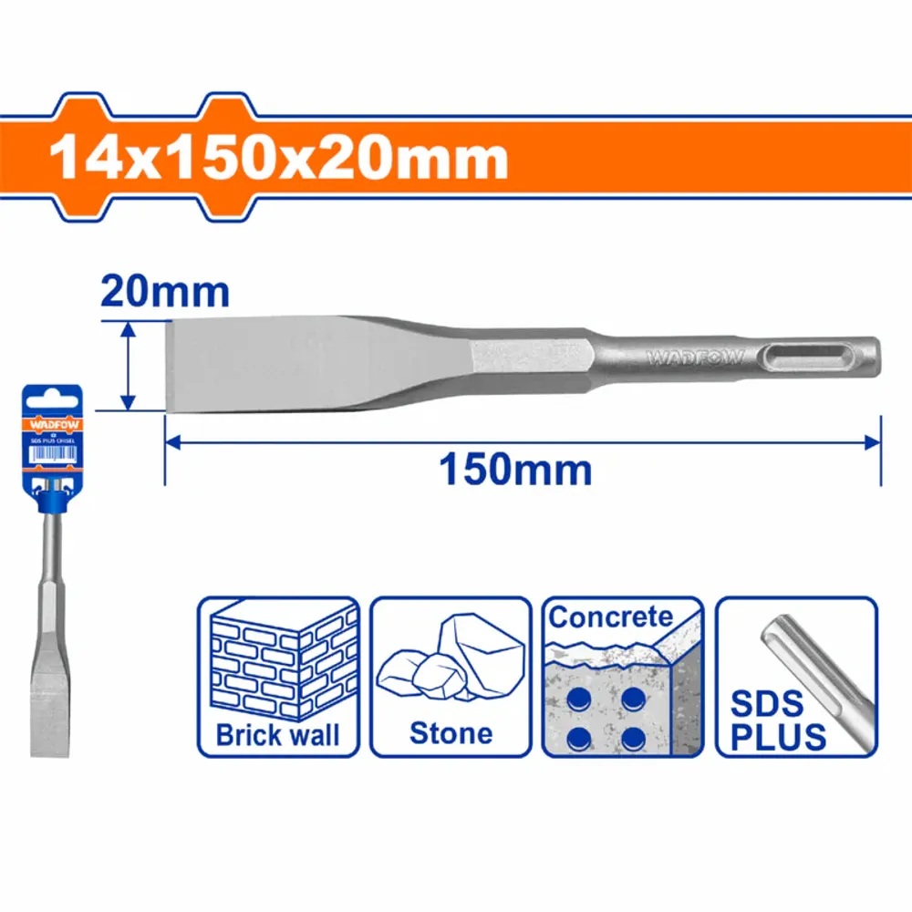 Зубило плоское SDS-Plus WADFOW WGZ21501 14х150х20 мм Зубило плоское SDS-Plus WADFOW WGZ21501 14х150х20 мм