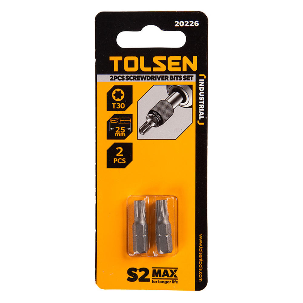 TOLSEN (TT20226) Набор вставок (бит) торцевых 1/4", Torx, T30, 25 мм, 2 предмета