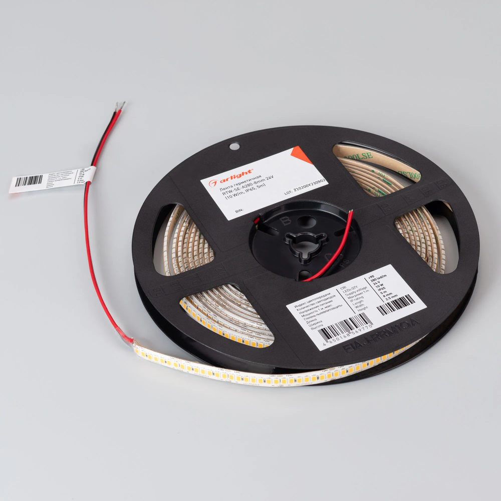 Светодиодная лента герметичная RTW-SE-A280-8mm 24V Warm3500 (10 W/m, IP65, 5m) (Arlight, 5 лет) 045562