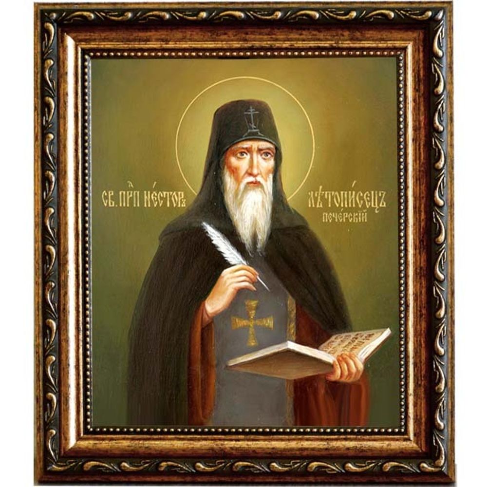 Нестор Летописец Печерский Преподобный. Икона на холсте.