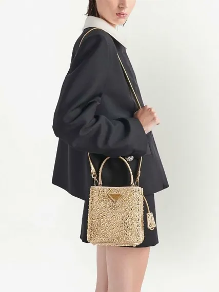 Мини-сумка Prada Duchess с кристаллами золотой