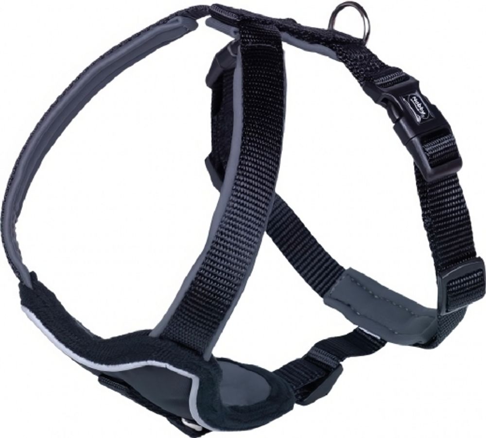 Шлейка Nobby Classic Preno Comfort для собак, нейлон, черно-серая, 2.5х45-50см