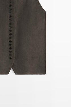 Massimo Dutti Жилет из 100% льна, пестро-коричневый