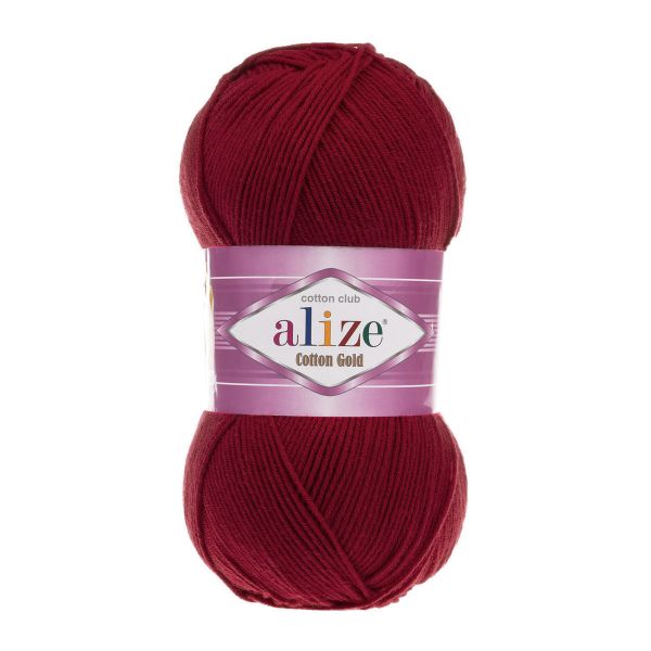 Пряжа Alize (Ализе) Cotton Gold / уп.5 мот. по 100 г, 330м, 390 вишня A